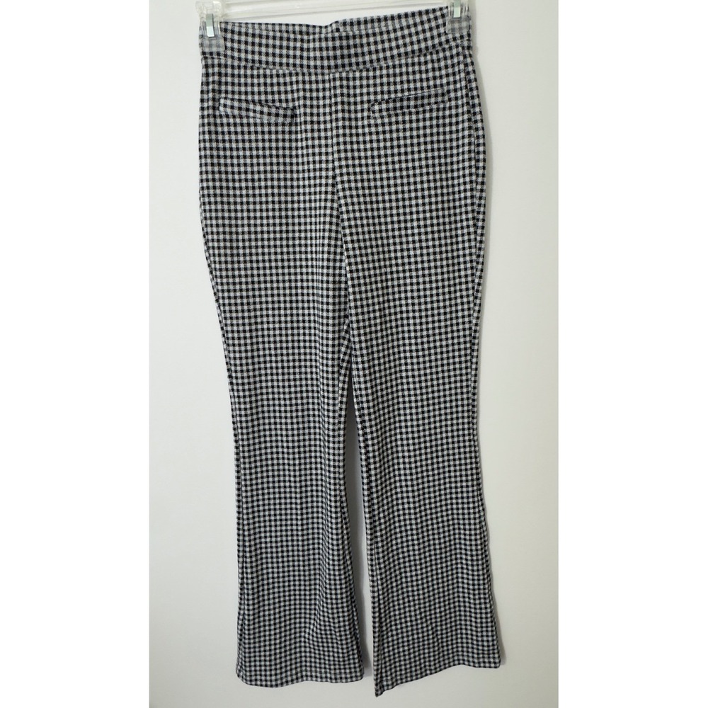 Sincerely Jules Flare Pants Womens M Black White Houndstooth Retro 70's Style
